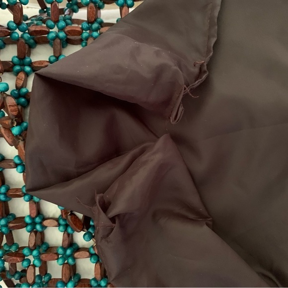 Wood Beaded Boho Bag Purse Brown Teal New - Picture 5 of 6